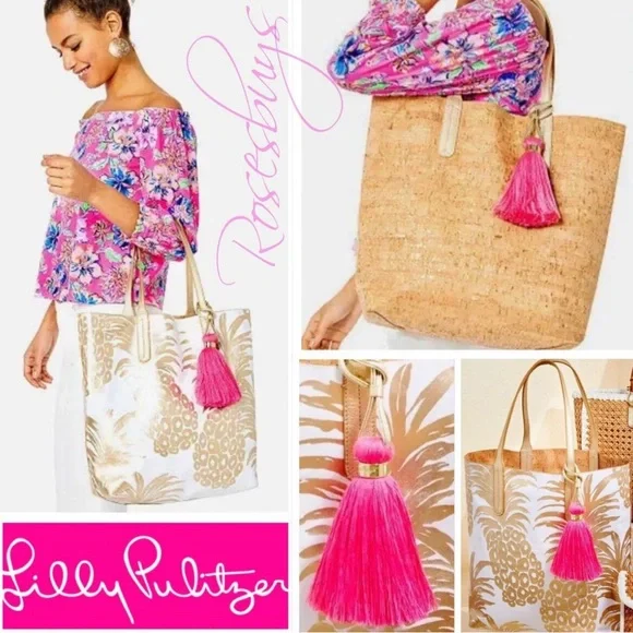 Lilly Pulitzer Reversible Seaside Tassel Tote - EUC - Picture 7 of 7